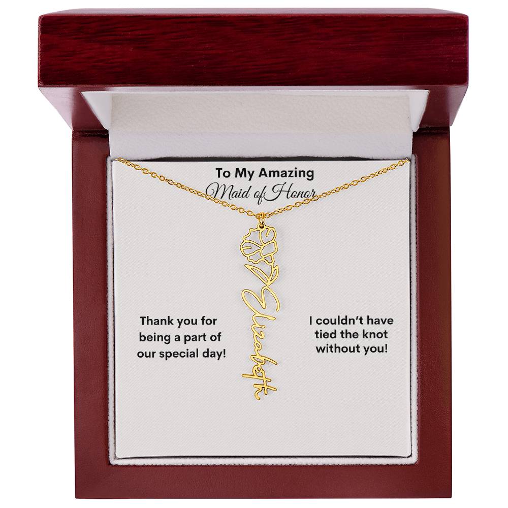 Get trendy with To My Amazing Maid of Honor Birth flower/name necklace - Jewelry available at Good Gift Company. Grab yours for $39.95 today!