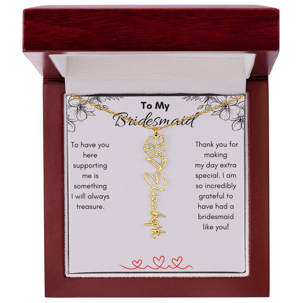 Get trendy with To My Bridesmaid Birth Flower/ Name Thank you gift - Jewelry available at Good Gift Company. Grab yours for $39.95 today!