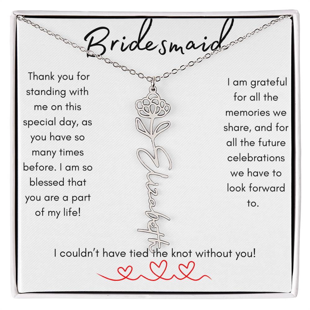 Get trendy with Bridesmaid Gift:  Birth flower/Name Necklace - Jewelry available at Good Gift Company. Grab yours for $39.95 today!