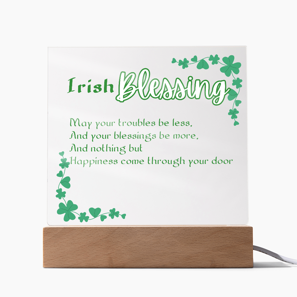 Irish Blessing LED Acrylic Plaque – Elegant Nightlight Gif