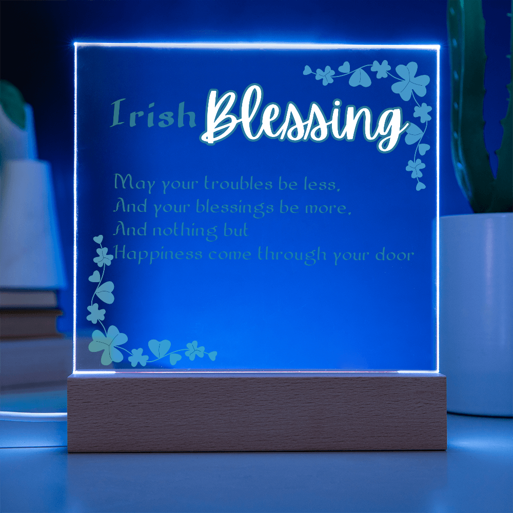 Irish Blessing LED Acrylic Plaque – Elegant Nightlight Gif