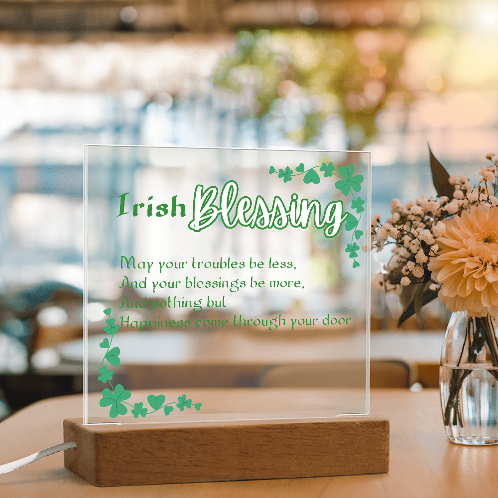 Irish Blessing LED Acrylic Plaque – Elegant Nightlight Gif