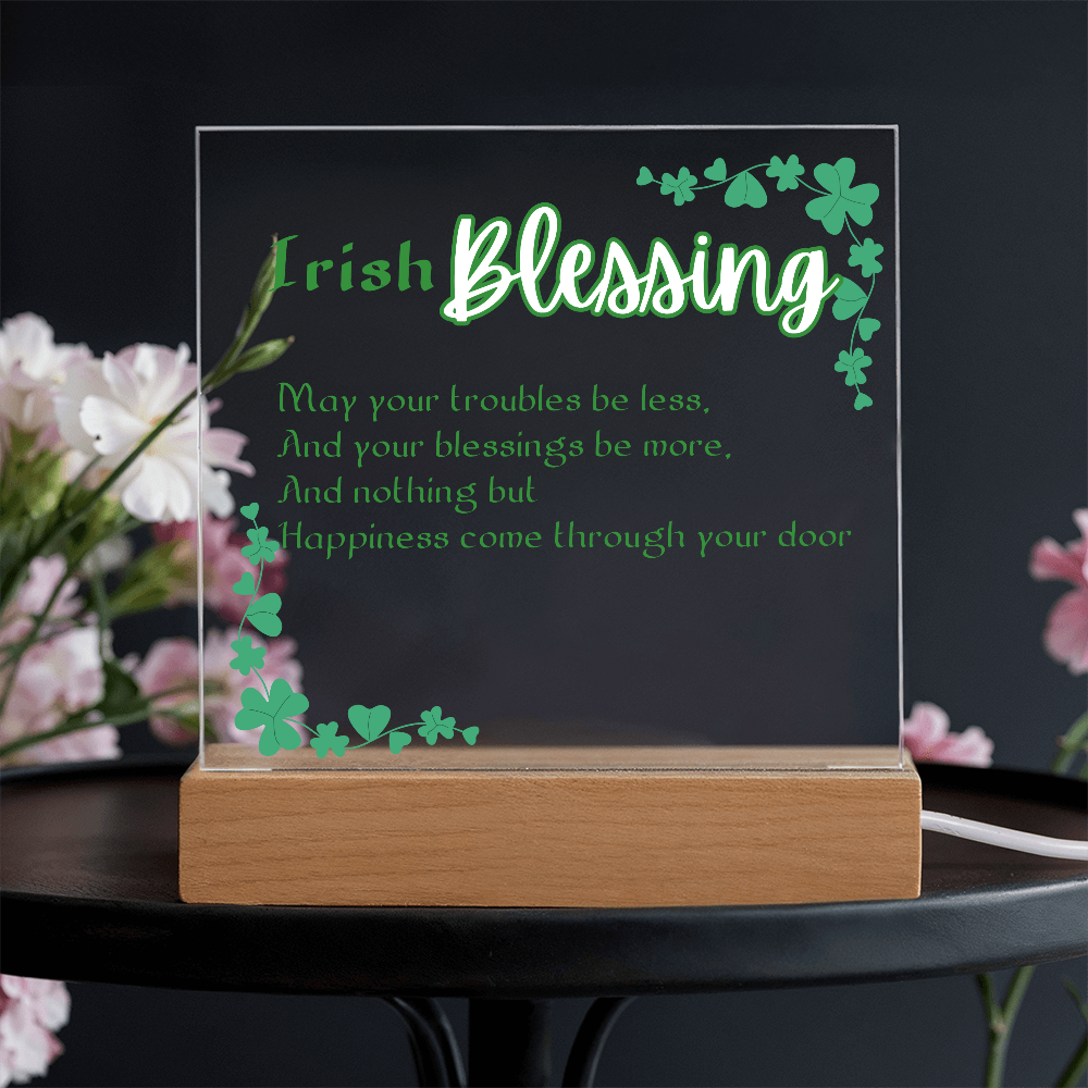 Irish Blessing LED Acrylic Plaque – St. Pat Nightlight Gift