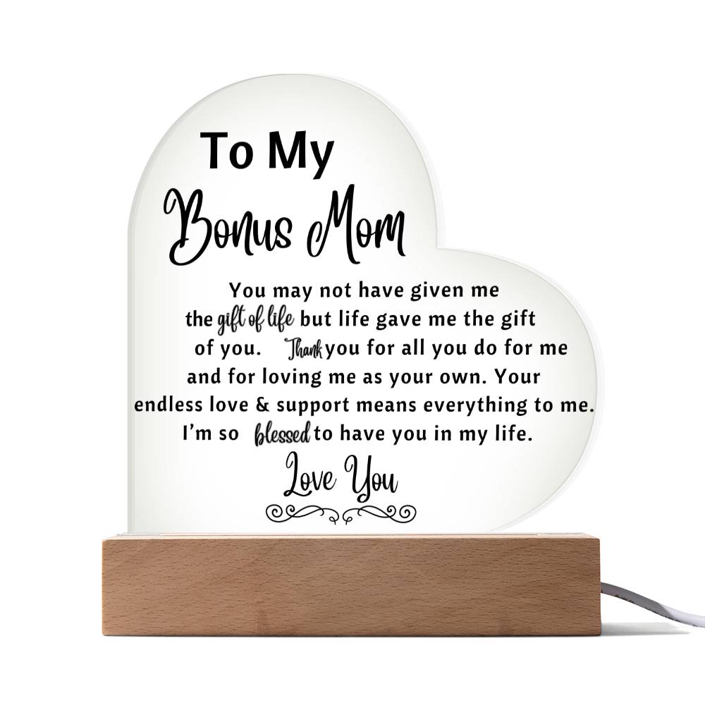 Get trendy with To My Bonus Mom Heart-Shaped Night Light - Jewelry available at Good Gift Company. Grab yours for $39.95 today!