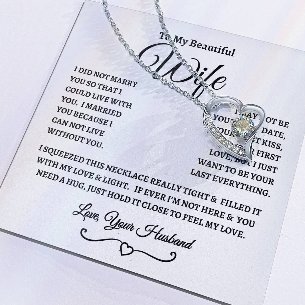 Get trendy with To My Beautiful Wife | Forever Love Necklace- B / W Great Vibes - Jewelry available at Good Gift Company. Grab yours for $59.95 today!