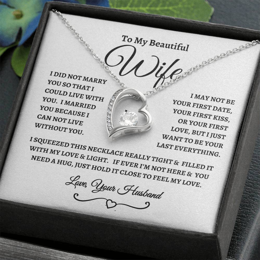 Get trendy with To My Beautiful Wife | Forever Love Necklace- B / W Great Vibes - Jewelry available at Good Gift Company. Grab yours for $59.95 today!