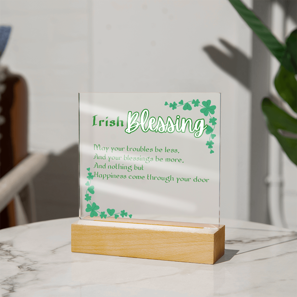 Irish Blessing LED Acrylic Plaque – St. Pat Nightlight Gift