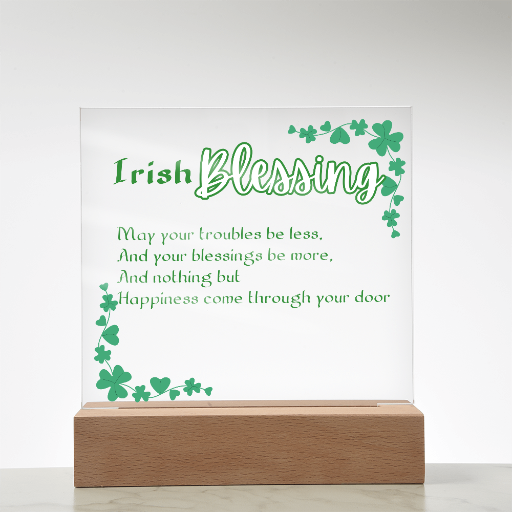 Irish Blessing LED Acrylic Plaque – Elegant Nightlight Gif