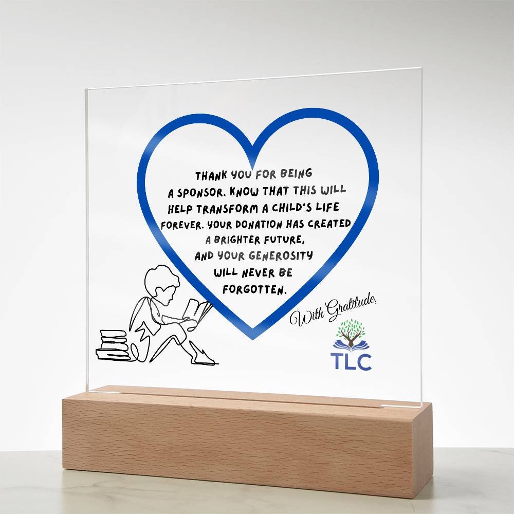 TLC Thank you Plaque for Sponsor