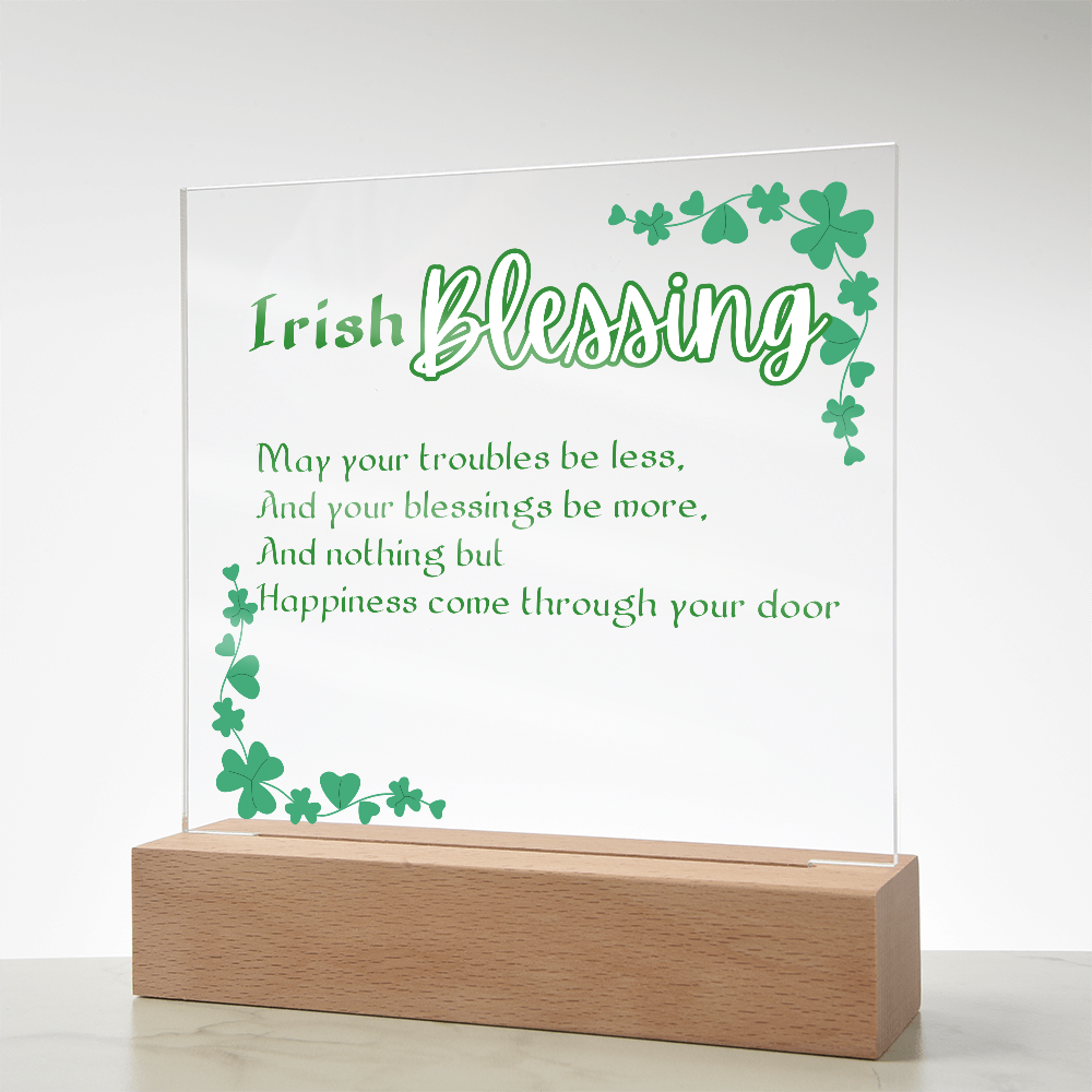 Irish Blessing LED Acrylic Plaque – Elegant Nightlight Gif