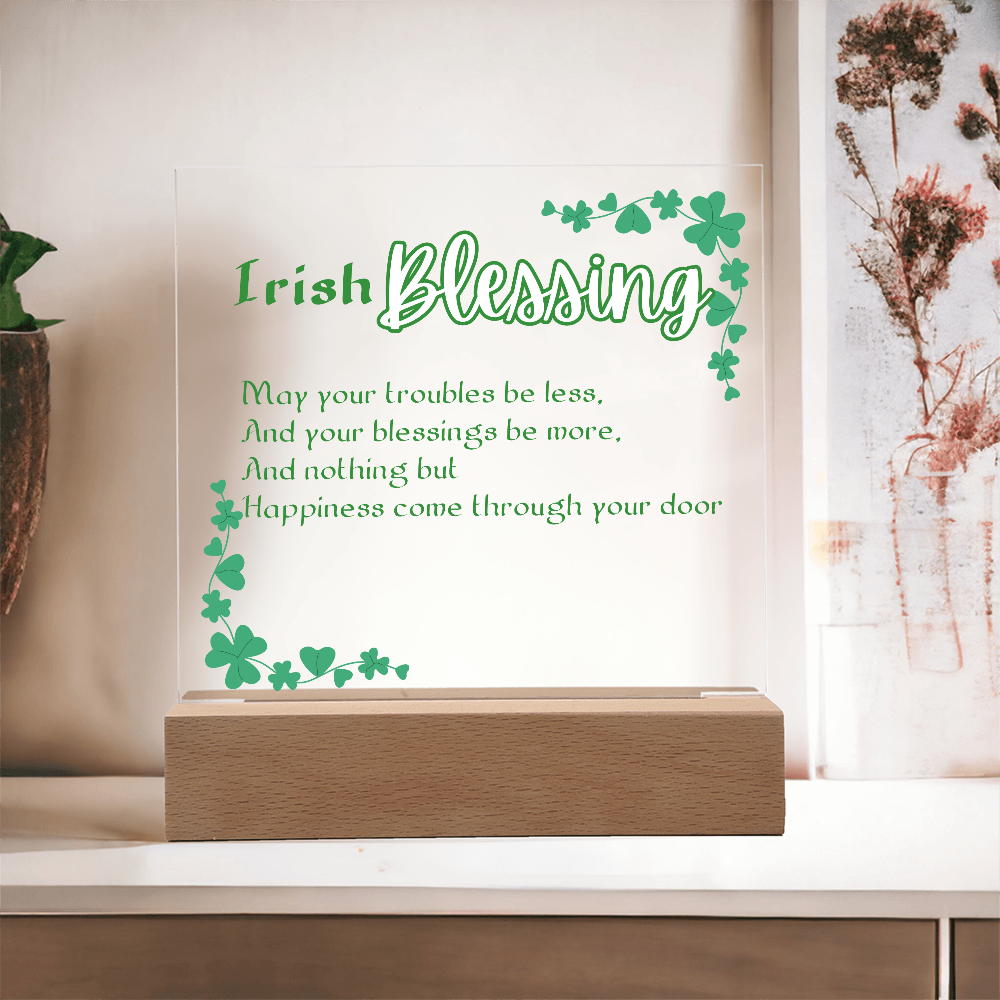 Irish Blessing LED Acrylic Plaque – St. Pat Nightlight Gift