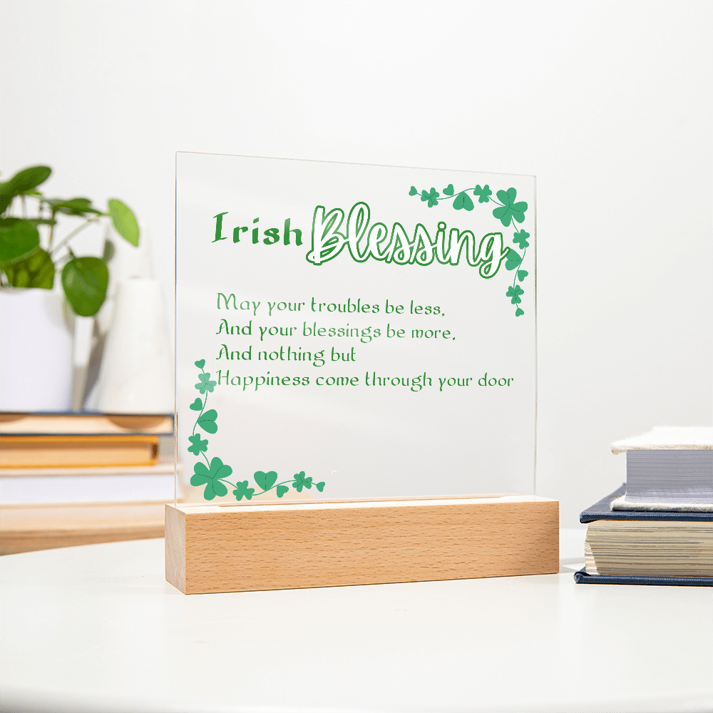 Irish Blessing LED Acrylic Plaque – St. Pat Nightlight Gift