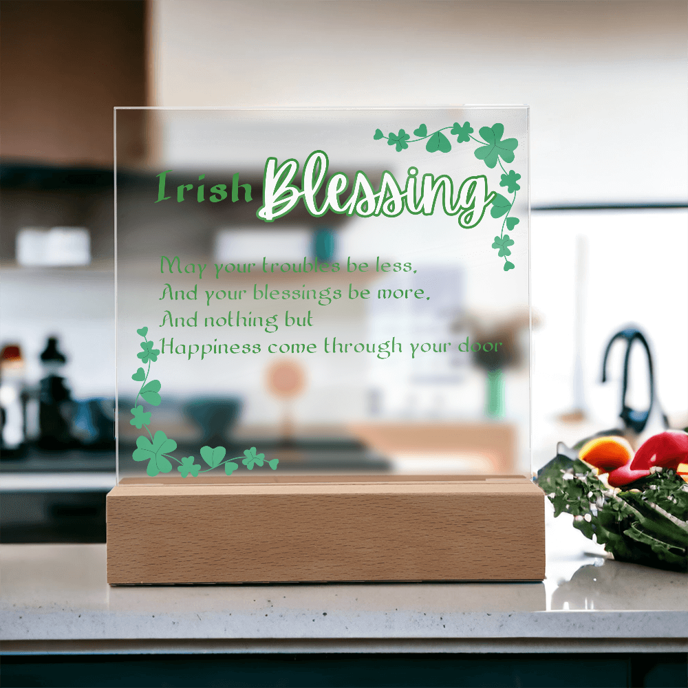 Irish Blessing LED Acrylic Plaque – Elegant Nightlight Gif