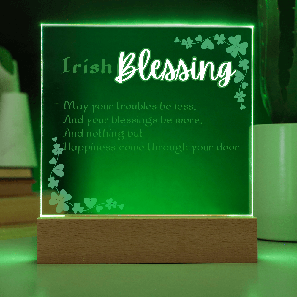 Irish Blessing LED Acrylic Plaque – Elegant Nightlight Gif