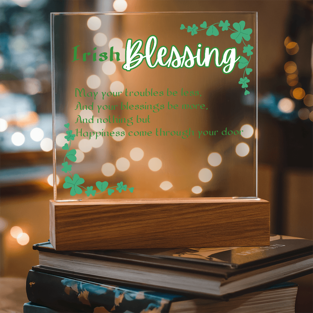 Irish Blessing LED Acrylic Plaque – St. Pat Nightlight Gift