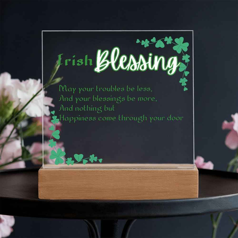 Irish Blessing LED Acrylic Plaque – Elegant Nightlight Gif