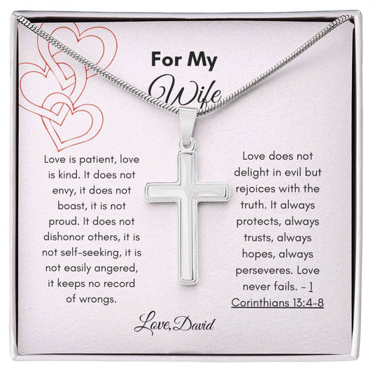 Get trendy with For My Wife Love is Patient Cross Necklace - Jewelry available at Good Gift Company. Grab yours for $59.95 today!