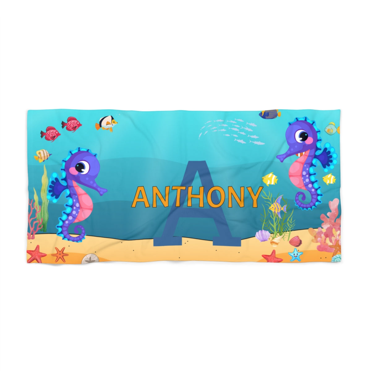 Personalized Under the Sea Beach Towel – Custom Name & Initial 2.0