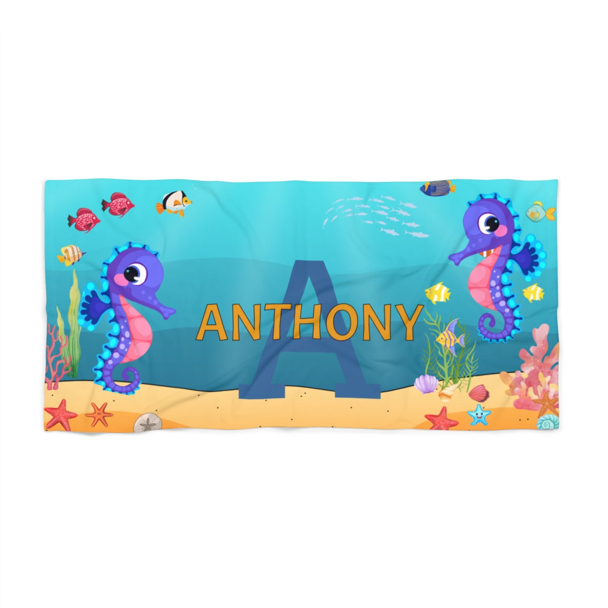 Personalized Under the Sea Beach Towel – Custom Name & Initial 2.0