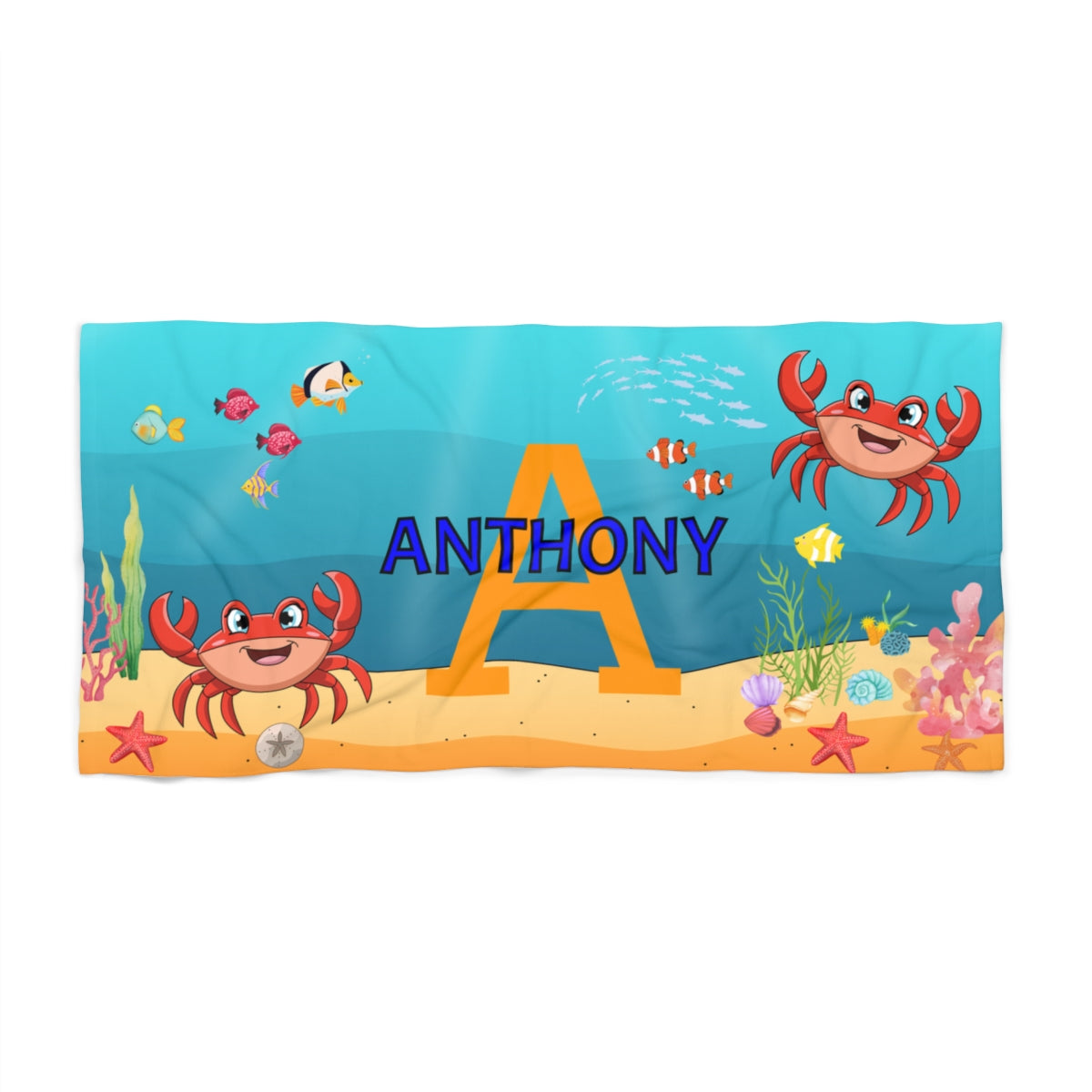 Personalized Under the Sea Beach Towel – Custom Name & Initial 2.0