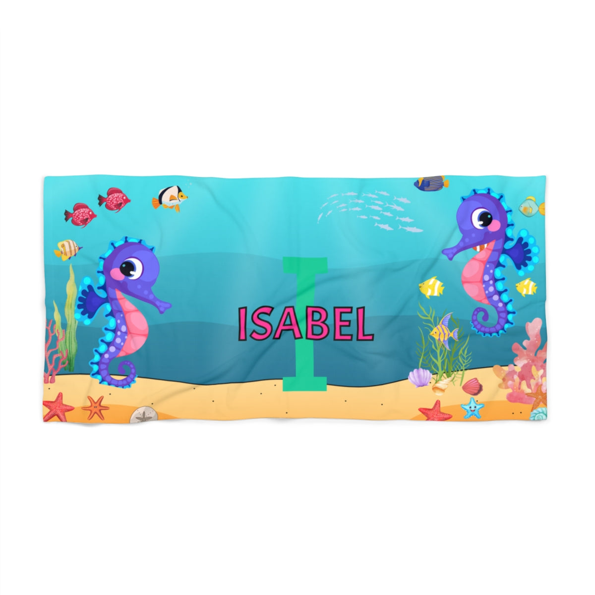 Personalized Under the Sea Beach Towel – Custom Name & Initial 2.0