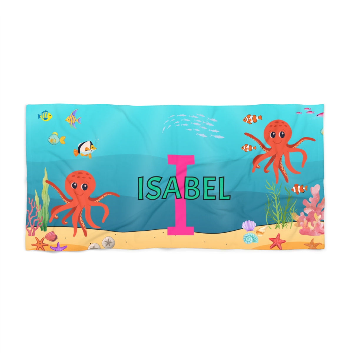 Personalized Under the Sea Beach Towel – Custom Name & Initial 2.0