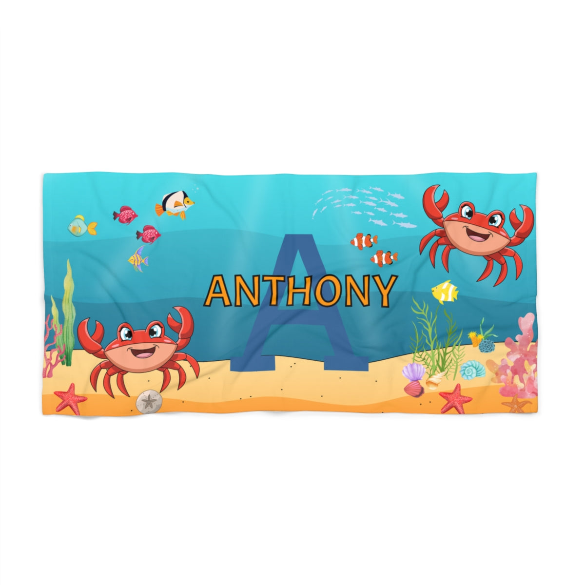 Personalized Under the Sea Beach Towel – Custom Name & Initial 2.0