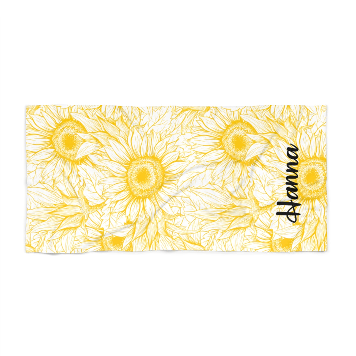 Premium Sunflower Pattern Beach Towel-Personalized