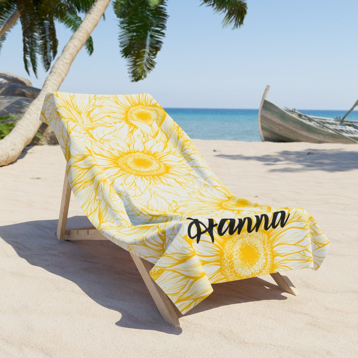 Premium Sunflower Pattern Beach Towel-Personalized