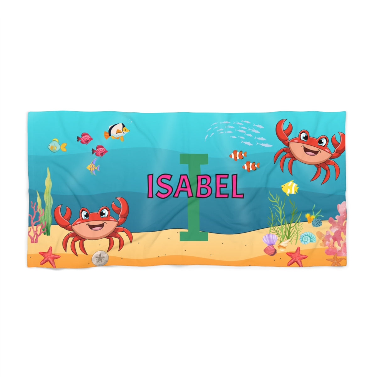 Personalized Under the Sea Beach Towel – Custom Name & Initial 2.0