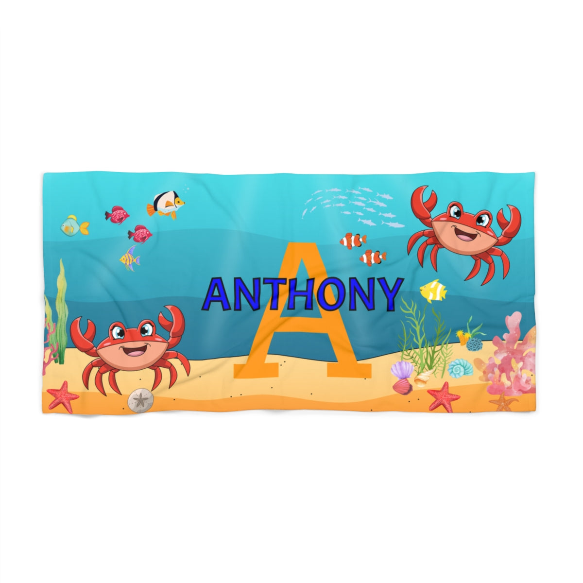 Personalized Under the Sea Beach Towel – Custom Name & Initial 2.0