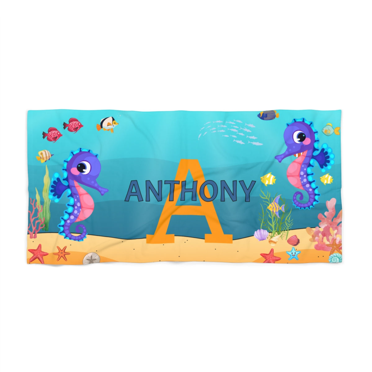 Personalized Under the Sea Beach Towel – Custom Name & Initial 2.0