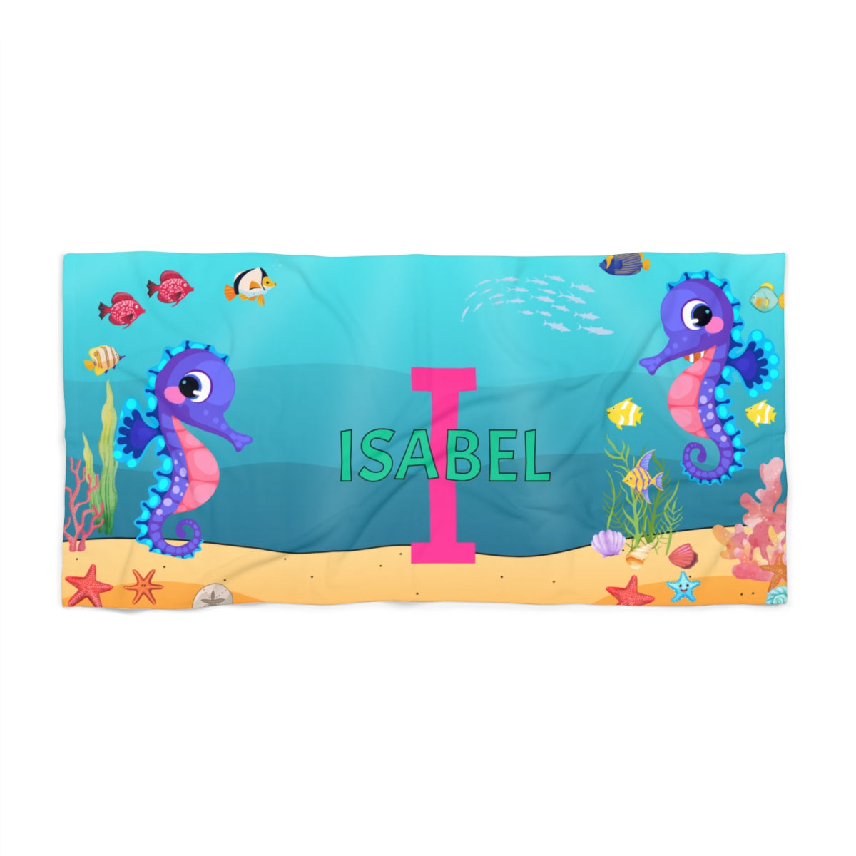 Personalized Under the Sea Beach Towel – Custom Name & Initial 2.0