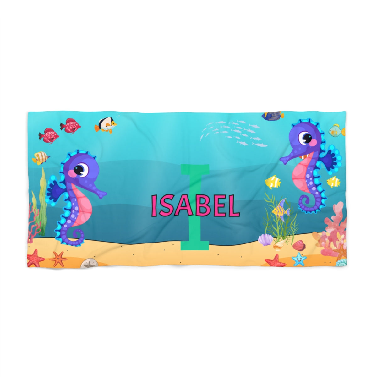 Personalized Under the Sea Beach Towel – Custom Name & Initial 2.0