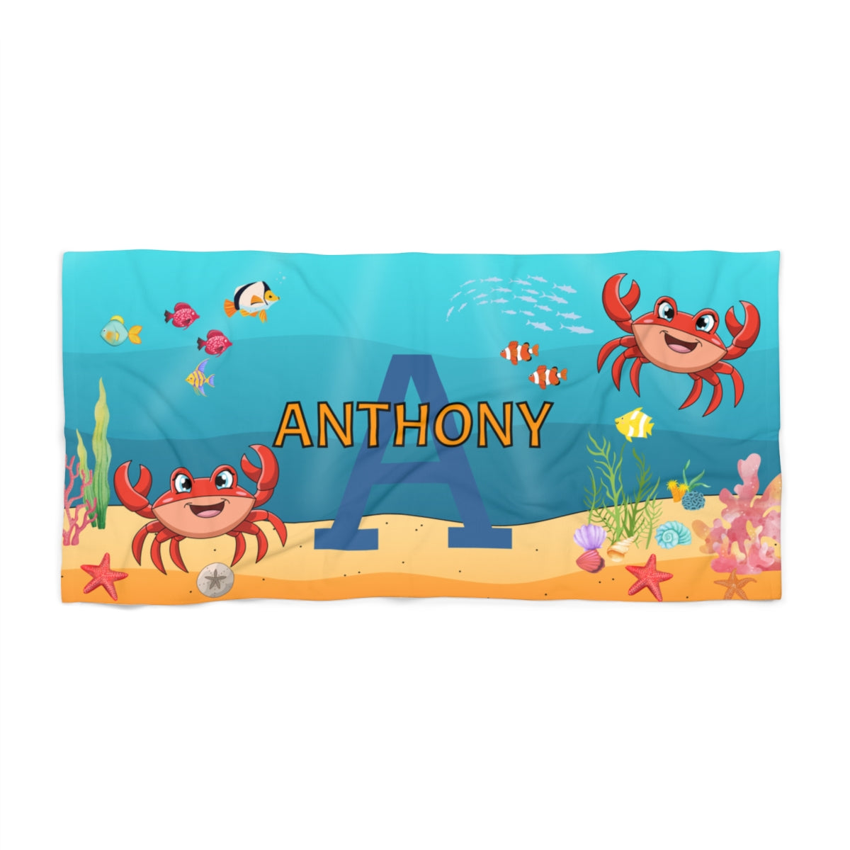 Personalized Under the Sea Beach Towel – Custom Name & Initial 2.0