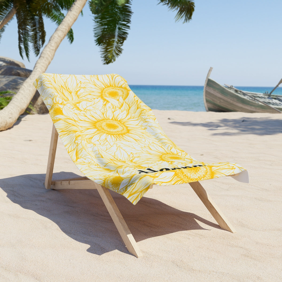 Premium Sunflower Pattern Beach Towel-Personalized