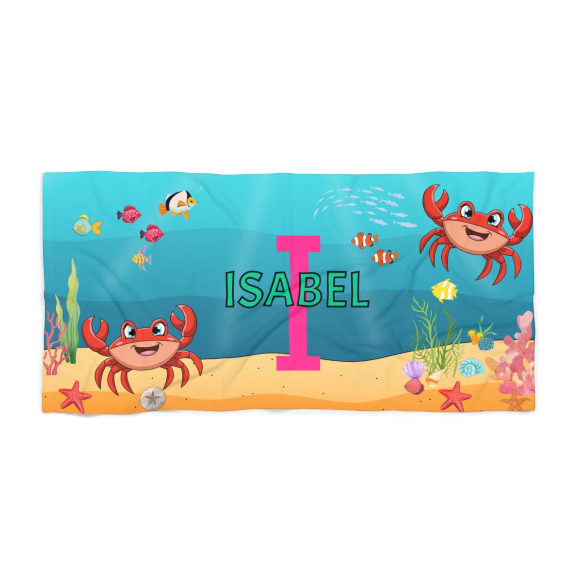 Personalized Under the Sea Beach Towel – Custom Name & Initial 2.0