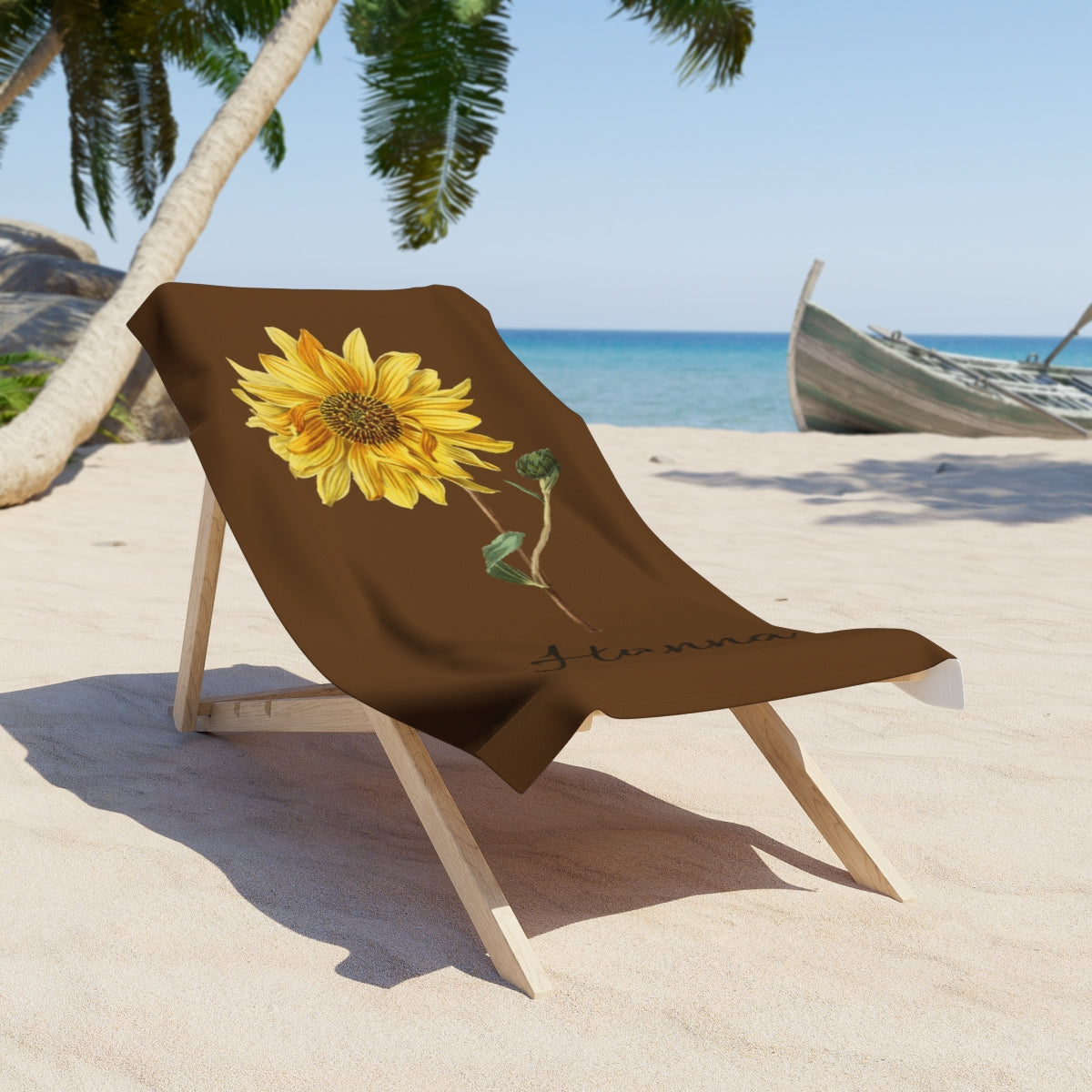 The Hanna – Personalized Sunflower Beach Towel | Luxury & Customizable