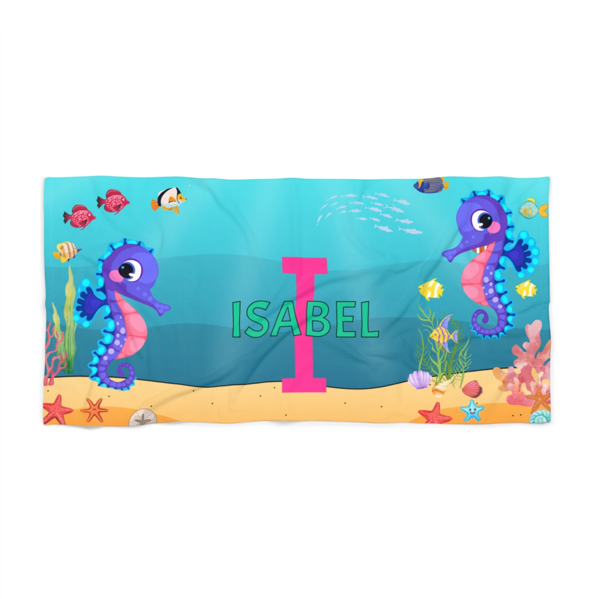 Personalized Under the Sea Beach Towel – Custom Name & Initial 2.0