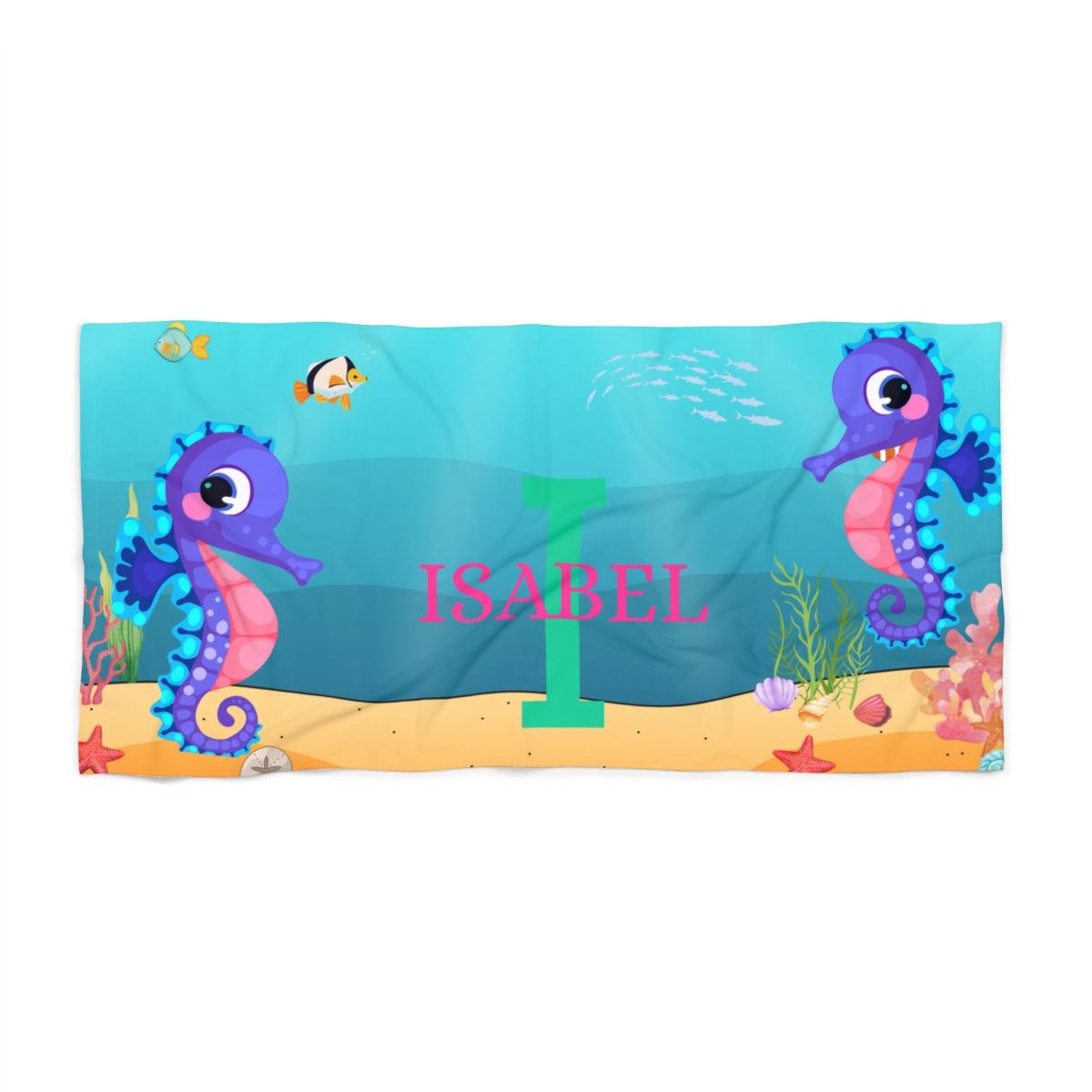 Personalized Under the Sea Beach Towel – Custom Name & Initial 2.0