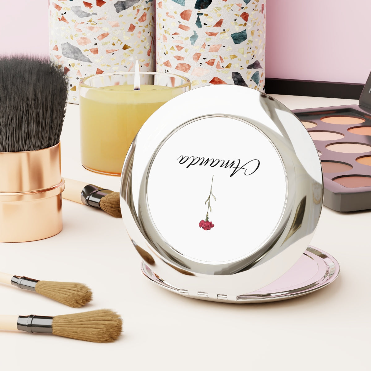 Get trendy with Personalized Compact Mirror with Bridesmaid's Name and Birth Flower – Elegant Custom Bridesmaid Gift -  available at Good Gift Company. Grab yours for $19.25 today!