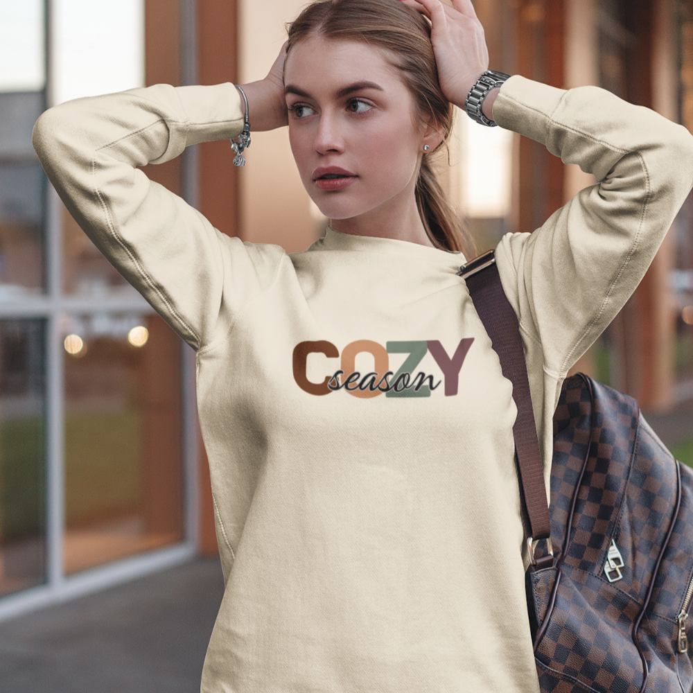 Get trendy with Cozy Season Festive Fall Sweatshirt - Sweatshirts available at Good Gift Company. Grab yours for $31.95 today!