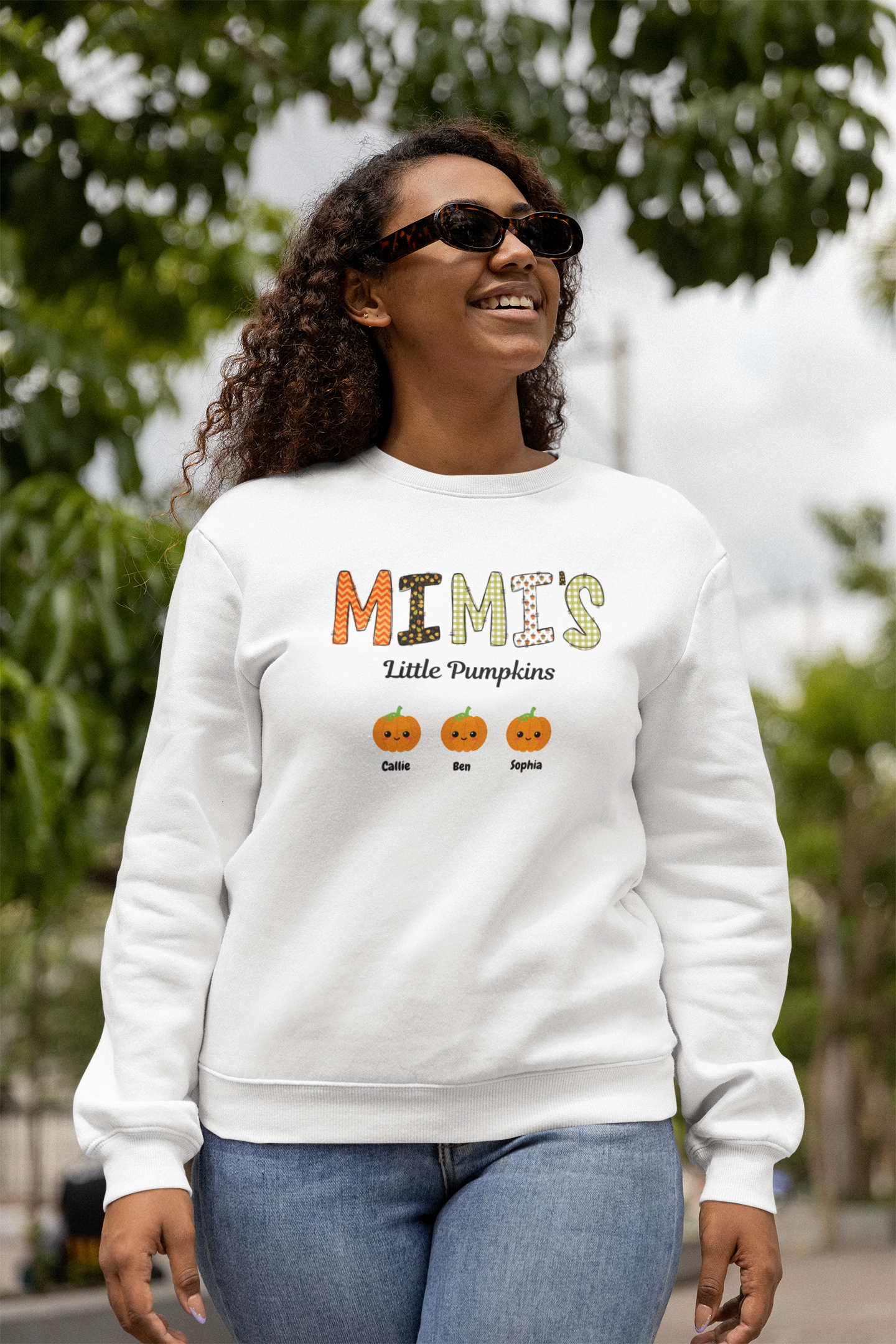 Get trendy with Mimi's Little Pumpkins Fall Sweatshirt: Customizable Grandchildren's Names -  available at Good Gift Company. Grab yours for $28.99 today!