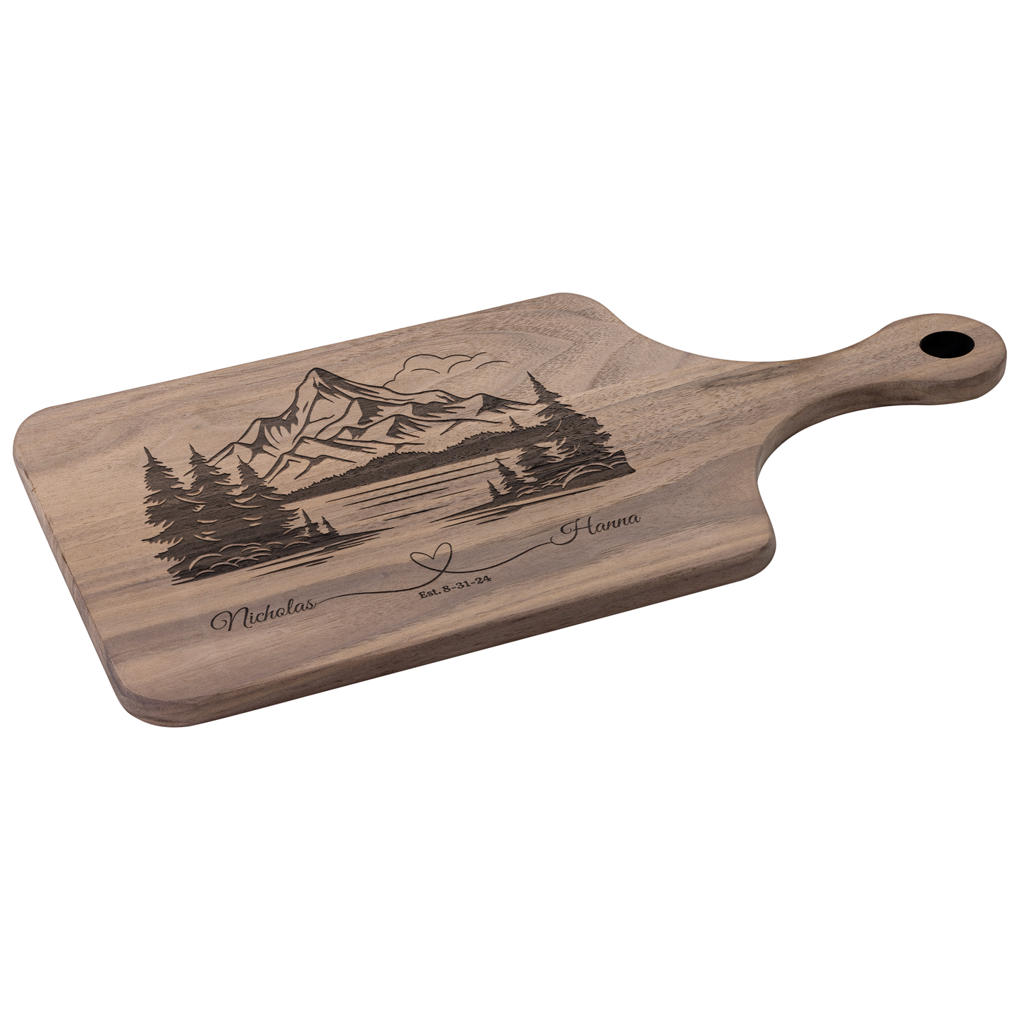 Personalized Mountain Scene Paddle Cutting Board