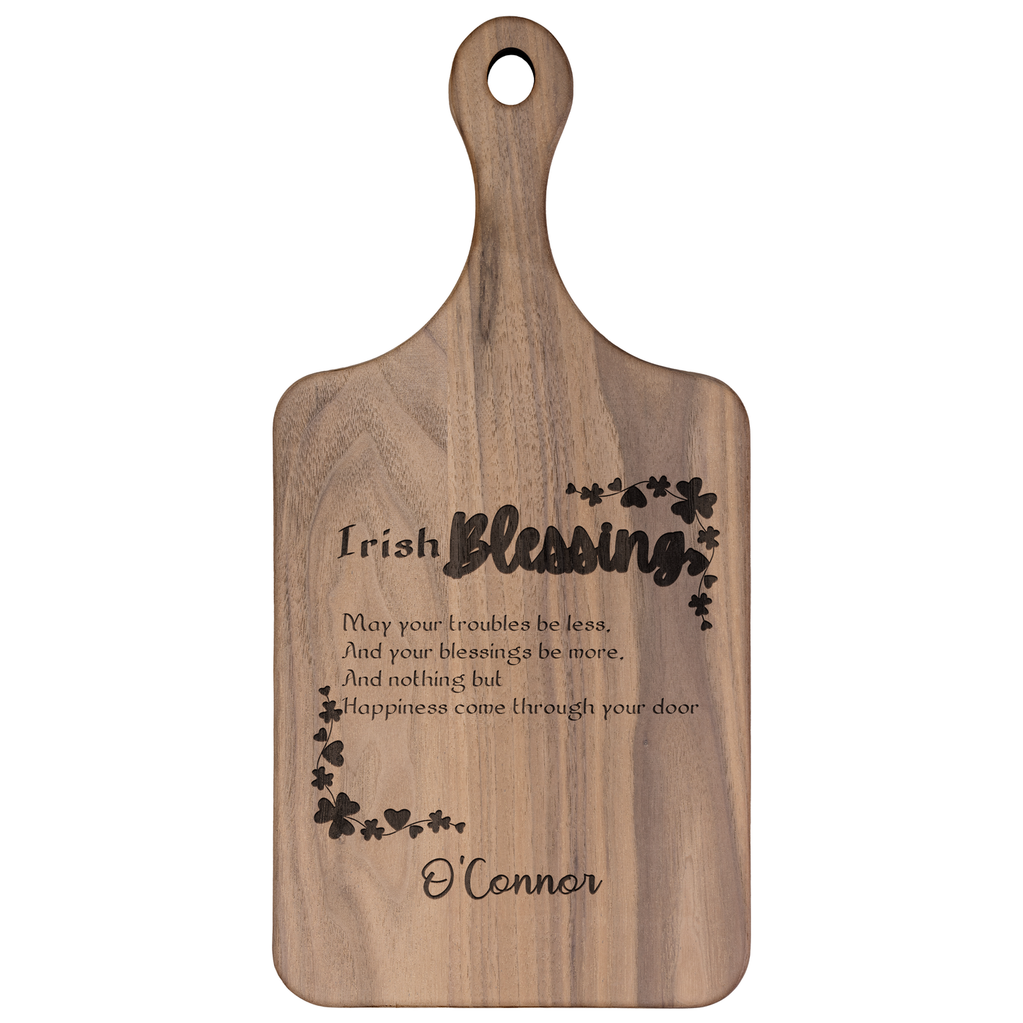 Premium Irish Blessing Personalized Cutting Board - Maple/Walnut