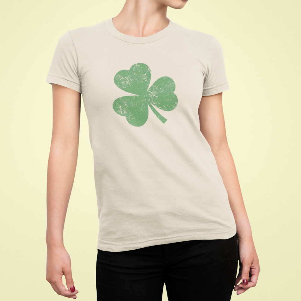 White/Tan Shamrock T-Shirt - Unisex St. Patrick's Day Tee 4U