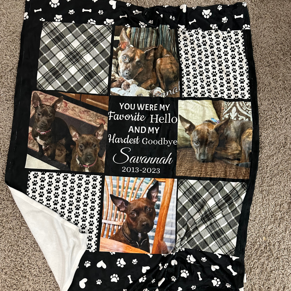 Custom Memorial Picture Blanket for Pets  - Personalize with Photos & Pet's Name