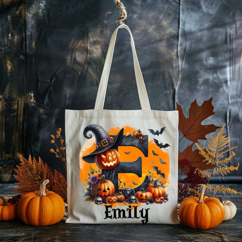 Personalized Trick or Treat Bag with Monogram | Choose from 4 Spooky Scenes