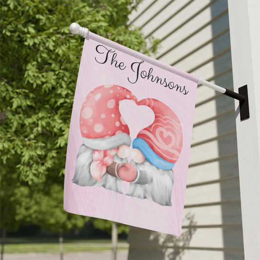 Personalized Valentine's Day Gnome Garden Banner - Adorable, Durable, and Perfect for Outdoor Decor