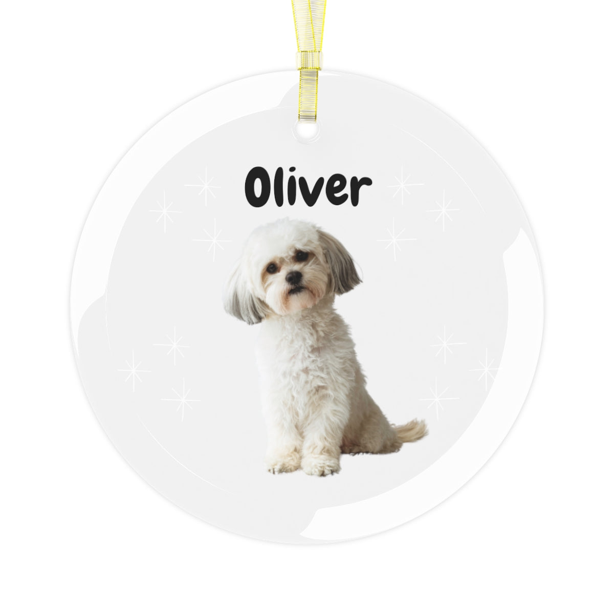 Christmas| Customizable Dog Photo Glass Ornament - Personalized with Your Pet’s Name